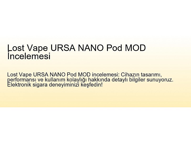 Lost Vape URSA NANO Pod MOD İncelemesi