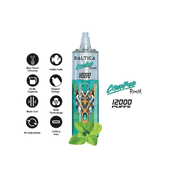 Saltica Cyberpunk 12000 Mint Menthol  en uygun fiyatlar ile ebuhar da!  Saltica Cyberpunk 12000 Mint Menthol özellikleri, fiyatı, incelemesi, yorumları ve taksit seçenekleri için hemen tıklayın!